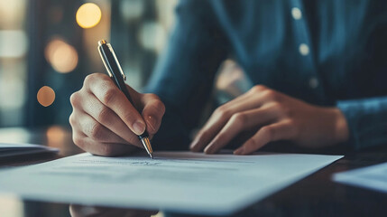 Hand signing on e-document for compliance with legal regulations in corporate governance.