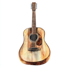 Obraz premium Acoustic guitar watercolor clipart illustration