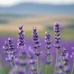 Obraz premium close-up of lavender with delicate blurred background of lavender field