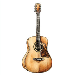 Obraz premium Acoustic guitar watercolor clipart illustration