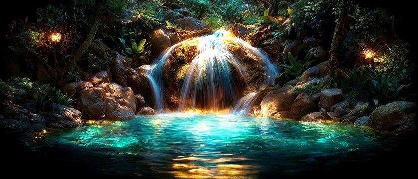 Majestic Waterfall in Lush Tropical Paradise