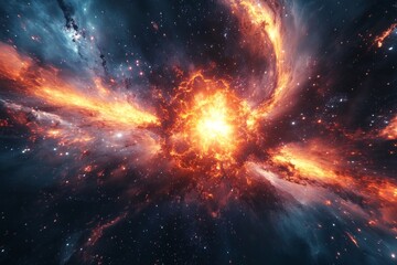 Cosmic Explosion   Fiery Nebula in Space