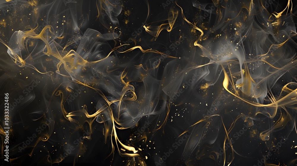 Poster abstract smoke patterns: delicate trails of smoke form symmetrical patterns on a dark, gradient back