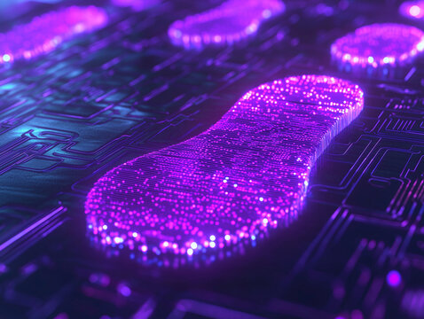 Digital Journey: Bright Violet Steps in a Digital Footprint Trail
