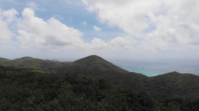 Mountainous landscape, Island Praslin, Republic of Seychelles, Africa.    
Mountainous landscape in the south of Island Praslin, Seychelles.  