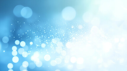 Obraz premium A dreamy blue background featuring soft, glowing bokeh lights creating a tranquil and ethereal atmosphere.