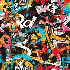 A vivid graffiti seamless pattern with a grunge