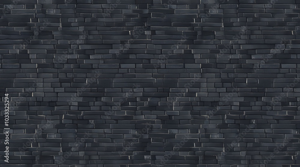 Poster image features a style and type of a textured, dark stone wall consists of horizontally stacked, rec