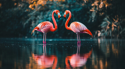 Fototapeta premium Flamingo standing on the river