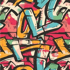 A vivid graffiti seamless pattern with a grunge
