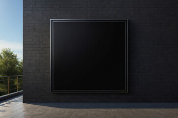 black frame billboard mockup on wall
