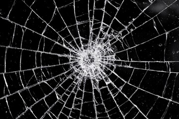 Broken Glass Texture: Abstract Black and White Background