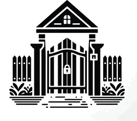 house gate  black vector
