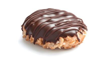 Coconut Patty Covered in Chocolate on a White Background. 
