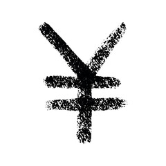 Obraz premium Hand drawn yen currency symbol. Brush stroke doodle. Single element for design