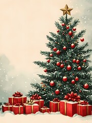 Vintage Retro Christmas Card with Space for Text