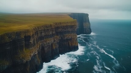 Rugged Cliffside Overlooking Turbulent Ocean Waves
