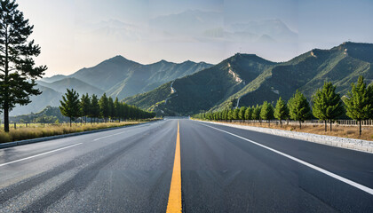 Naklejka premium Route Montagneuse au Lever du Soleil