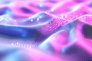 Fototapeta premium Abstract Glowing Dots Wave Pattern: Digital Art Background