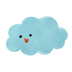 Cute Character Blue Cloud Illustration