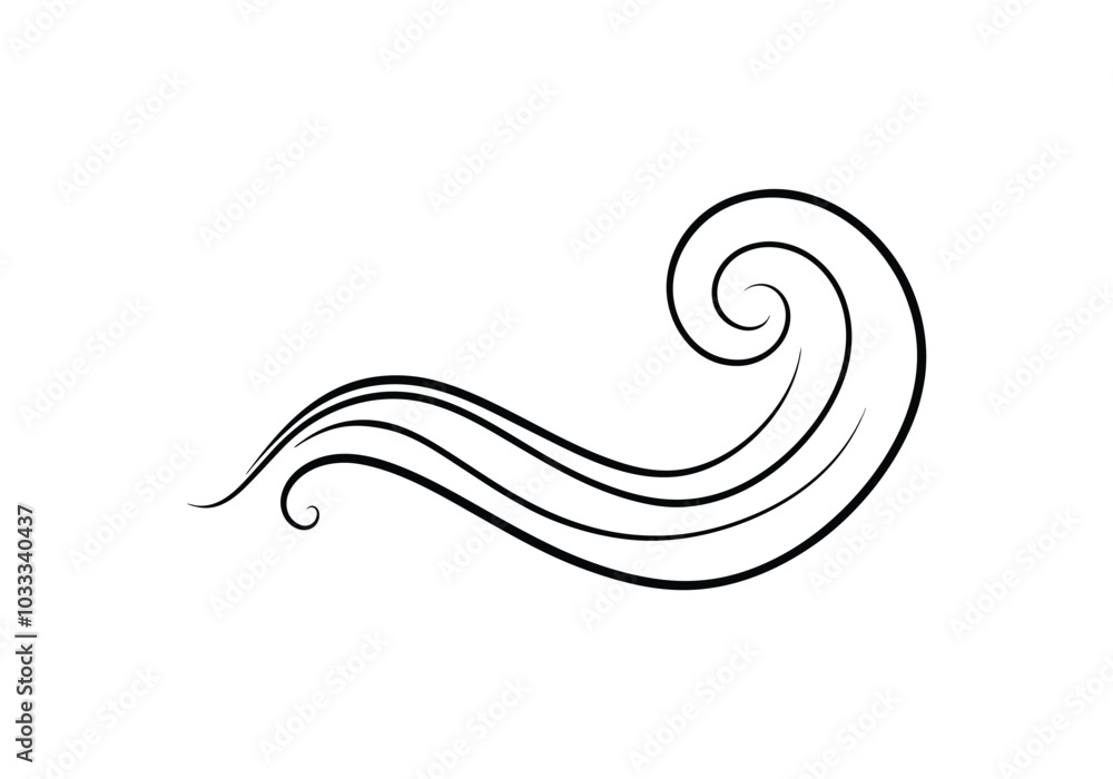 Poster sea wave one continuous line drawing. wave curly shapes icon symbol on white background. one continu