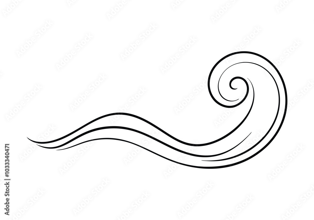Poster sea wave one continuous line drawing. wave curly shapes icon symbol on white background. one continu