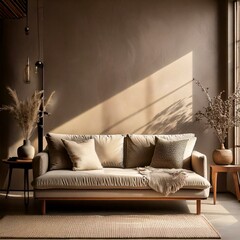 静寂と控えめな高級感が漂うエレガントな室内シーン