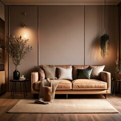 静寂と控えめな高級感が漂うエレガントな室内シーン