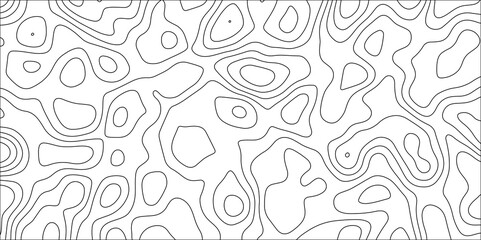 Abstract black & white topographic Contour Scheme and Terrain on old paper. Geographic mountain terrain. Contour map background. Cartographic Weave with seamless striped patterns and wavy Lines