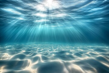 Ethereal Underwater Light Rays Illuminating Sandy Ocean Floor