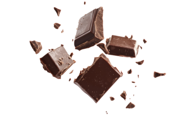Broken chocolate block on transparent background
