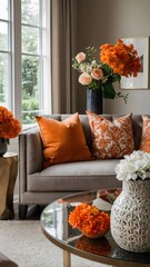 A modern living room style with neutral colors