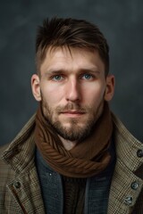 Fototapeta premium Portrait of a European Man: Classic Profile and Natural Expression.
