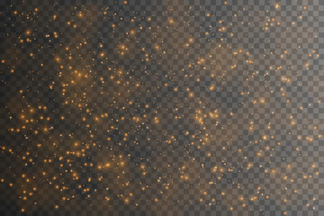 golden dust light png. Bokeh light lights effect background. Christmas glowing dust background...