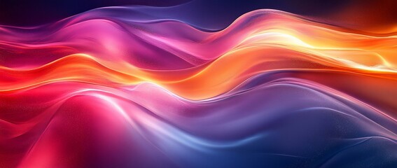 Obraz premium A vibrant abstract wave pattern in pink, orange, and blue hues, evoking motion and energy.