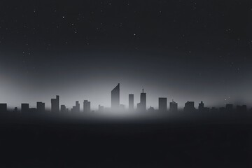 Silhouette of a City Skyline Against a Starry Night