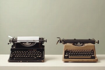 Two vintage typewriters side by side, ready for a story.