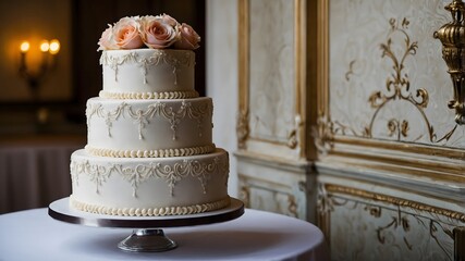 Wedding cake with flowers