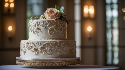 Wedding cake with flowers