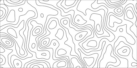 Abstract black & white topographic Contour Scheme and Terrain on old paper. Geographic mountain terrain. Contour map background. Cartographic Weave with seamless striped patterns and wavy Lines