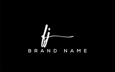 FJ letter beauty handwriting vector logo.