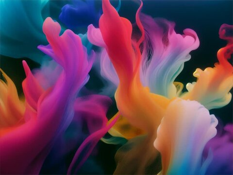 Wisps of coloured smoke in motion.