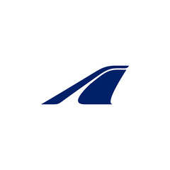 air plane logo icon letter A with the shape of a Jet Airplane Tail in a creative way.