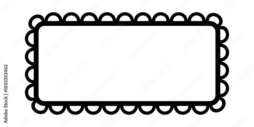 Aufkleber scalloped edge square frame. simple rectangle scalloped border. fabric lace pattern frame. repeat cu