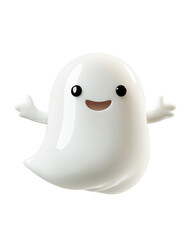 Cute Smiling Ghost Character - Transparent Background - Made with Generative AI