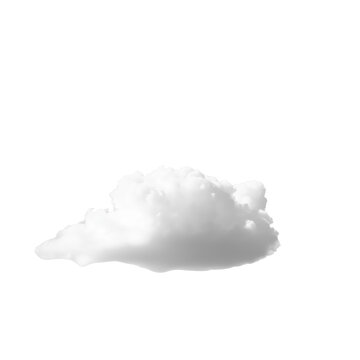 Single White Cumulus Cloud Isolated on Transparent Background - Soft and Fluffy - Made with Generative AI