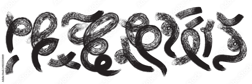 Aufkleber bold brush drawn spirals and squiggles collection with funky geometric elements. primitive geometric