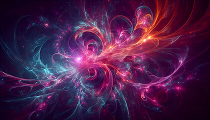 Abstract Fractal Art with Dynamic Colorful Swirls. Generated AI