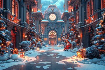  Christmas setting in toytown. Generative AI