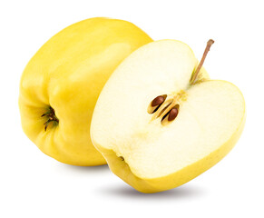 piece of yellow apple isolated on white background. clipping path